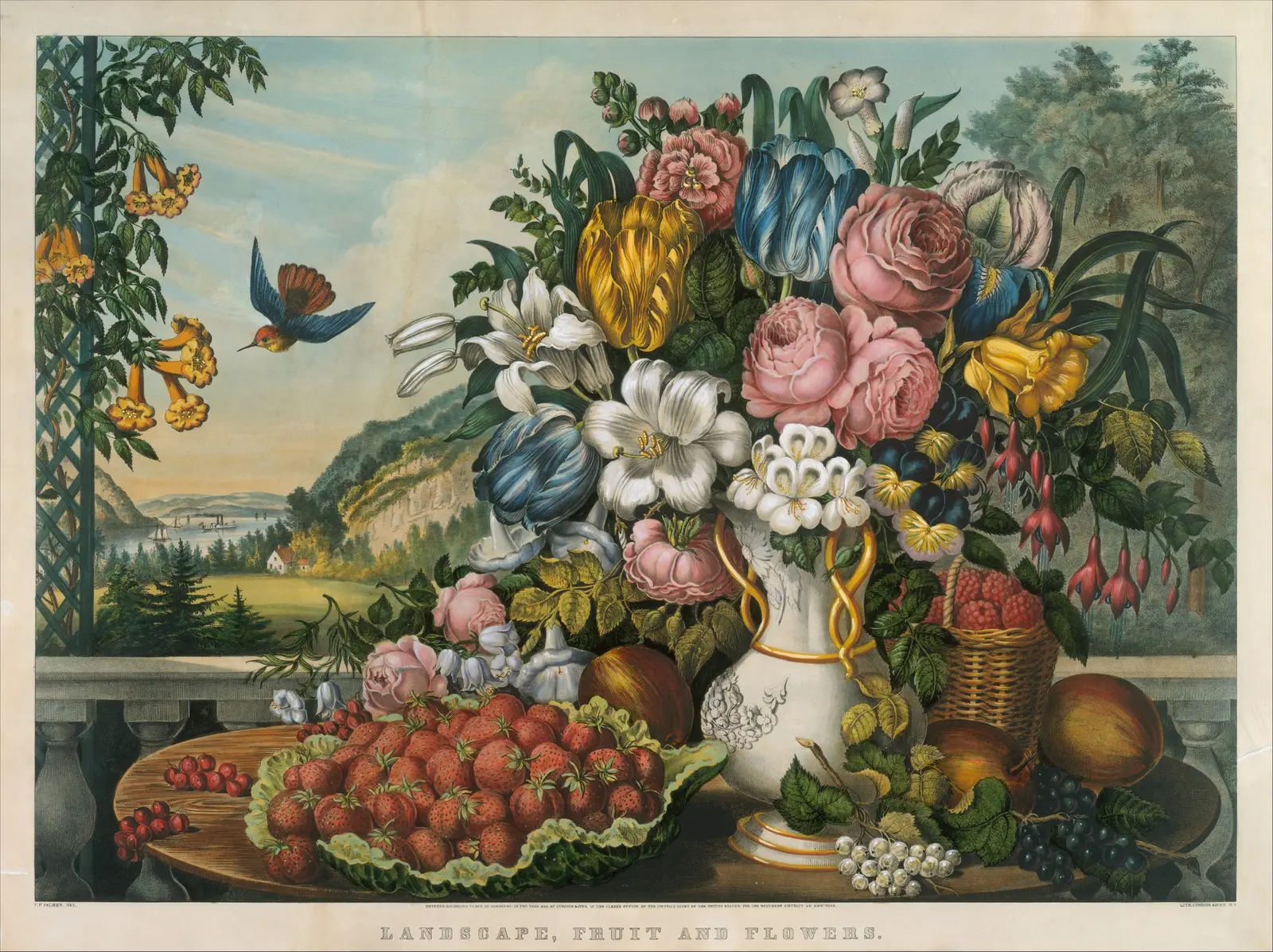 Landscape Fruit and Flowers Stock Photo