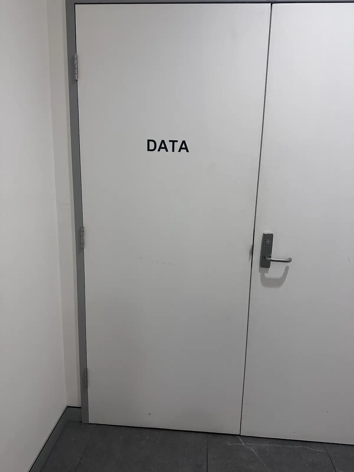 Data Center Data Labelled Door Stock Photo